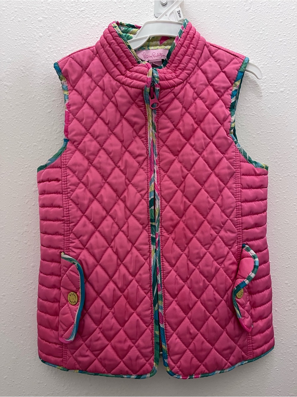 Lilly Pulitzer Pink Quilted Jacket with Multicolor Trim